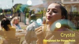  Presentation with soap - Presentation with little-girl-blowing-soap-bubbles background and a coral colored foreground