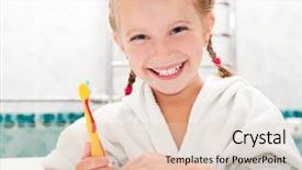  Presentation with teeth - PPT layouts having little girl brushing teeth background and a lemonade colored foreground