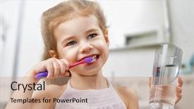  Presentation with teeth - Amazing theme having little girl brushing teeth backdrop and a  colored foreground