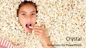  Presentation with popcorn - Slide deck featuring little girl buried in popcorn background and a lemonade colored foreground