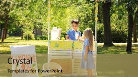  Presentation with lemonade - Amazing slides having little girl buying homemade lemonade backdrop and a yellow colored foreground