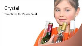  Presentation with bottles - PPT theme having little girl carrying glass bottles background and a white colored foreground