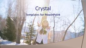  Presentation with outdoor games - Slide deck with little girl catching snowflakes background and a  colored foreground