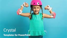  Presentation with clothing - Slide set with little-girl-child-in-protective background and a teal colored foreground