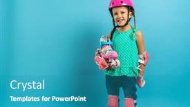  Presentation with clothing - Colorful presentation design enhanced with little-girl-child-in-protective backdrop and a teal colored foreground