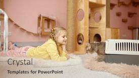  Presentation with zoo - PPT theme featuring little-girl-child-looking background and a soft green colored foreground