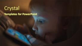  Presentation with smartphone - PPT theme featuring little-girl-child-playing background and a tawny brown colored foreground