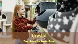  Presentation with dog house - Cool new slides with little-girl-choosing-dog-house backdrop and a tawny brown colored foreground