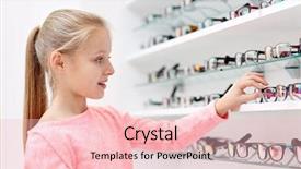  Presentation with glasses - PPT theme enhanced with little girl choosing glasses background and a lemonade colored foreground