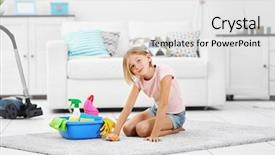  Presentation with floor care and cleaning services - Cool new slides with little girl cleaning floor carpet backdrop and a white colored foreground