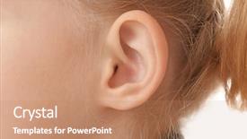  Presentation with hearing - Beautiful slide deck featuring little girl closeup of ear backdrop and a coral colored foreground
