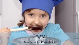  Presentation with kids chef - Presentation theme with little girl cooking chocolate background and a light blue colored foreground