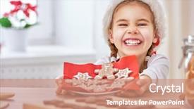  Presentation with girl christmas - Presentation theme with little girl cooking christmas biscuits background and a  colored foreground