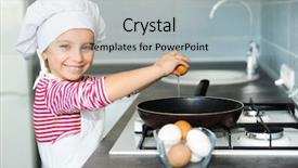  Presentation with cracking - Amazing presentation having little girl cracking an egg over pan backdrop and a light gray colored foreground