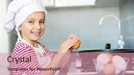  Presentation with cracking - Presentation theme featuring little girl cracking an egg background and a coral colored foreground