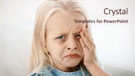  Presentation with abuse child - Presentation design with little girl crying indoors child background and a lemonade colored foreground
