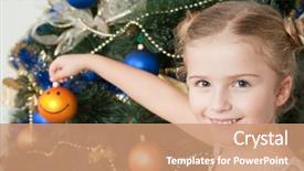  Presentation with animated christmas tree - Cool new presentation theme with little girl decorating a christmas backdrop and a coral colored foreground