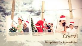  Presentation with girl christmas - PPT layouts with little girl decorating the christmas background and a cream colored foreground