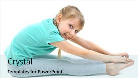  Presentation with exercise kids kid doing fitness - Beautiful theme featuring little girl doing exercises isolated backdrop and a light blue colored foreground