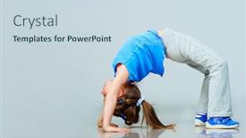  Presentation with gymnastics - Audience pleasing presentation theme consisting of little-girl-doing-gymnastics-exercise backdrop and a sky blue colored foreground