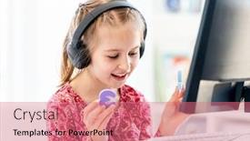  Presentation with task - Amazing slide set having little-girl-doing-school-task backdrop and a coral colored foreground