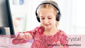  Presentation with task - Amazing PPT layouts having little-girl-doing-school-task backdrop and a coral colored foreground