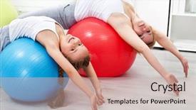  Presentation with stretching - Theme with little girl doing stretching exercise background and a mint green colored foreground