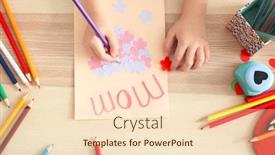  Presentation with greeting card - Beautiful PPT layouts featuring little girl drawing greeting card for mother's day at table backdrop and a lemonade colored foreground