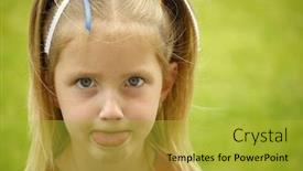  Presentation with faces - PPT theme enhanced with little girl dressed in red making faces background and a yellow colored foreground