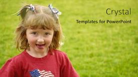  Presentation with faces - Slide deck consisting of little girl dressed in red making faces background and a yellow colored foreground