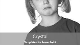  Presentation with faces - Beautiful presentation theme featuring little girl dressed in red making faces expressions backdrop and a gray colored foreground