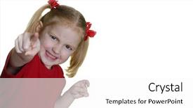  Presentation with faces - Presentation design enhanced with little girl dressed in red making faces expressions background and a white colored foreground