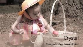  Presentation with light colors - PPT theme consisting of little girl dressed in her sunday best on easter with a basket and an egg this image was made to have an old feel to it the clothes and egg are done in muted colors the rest is in a light sepia background and a coral colored foreground