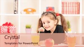  Presentation with juice pomegrante - Beautiful slide set featuring little girl drinking a juice backdrop and a coral colored foreground