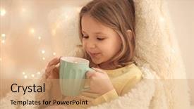  Presentation with hot chocolate - Amazing presentation theme having little girl drinking hot chocolate backdrop and a coral colored foreground