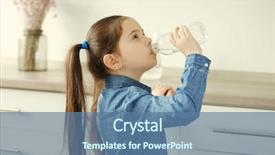  Presentation with bottle water - Colorful slide deck enhanced with little girl drinking water backdrop and a ocean colored foreground