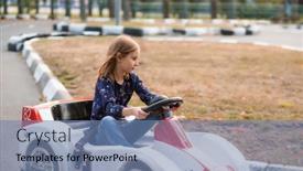  Presentation with car park - Colorful theme enhanced with little-girl-driving-car backdrop and a teal colored foreground