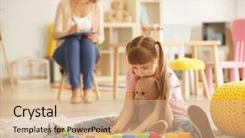  Presentation with play therapy - Colorful presentation enhanced with little girl during play therapy backdrop and a coral colored foreground