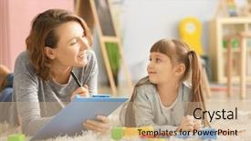  Presentation with play therapy - Colorful PPT layouts enhanced with little girl during play therapy backdrop and a coral colored foreground