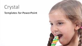  Presentation with candy - Presentation theme featuring little-girl-eating-a-candy background and a white colored foreground