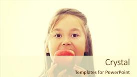  Presentation with apple cider vinegar histrory - Slide set with little girl eating an apple background and a cream colored foreground