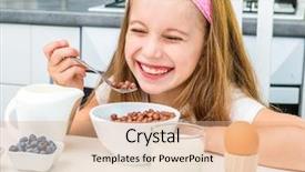  Presentation with chocolate - Theme having little girl eating chocolate balls background and a coral colored foreground