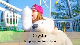  Presentation with cotton candy - Theme having little girl eating cotton candy background and a lemonade colored foreground