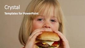  Presentation with hamburger - Audience pleasing slides consisting of fast food kids - little girl eating hamburger backdrop and a coral colored foreground