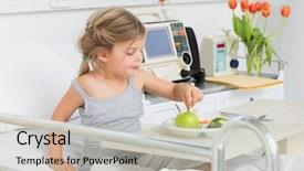  Presentation with healthy eating - Colorful PPT layouts enhanced with little girl eating healthy food backdrop and a  colored foreground