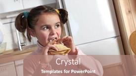  Presentation with pancake - Colorful theme enhanced with little-girl-eating-pancake backdrop and a coral colored foreground