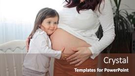  Presentation with pregnant mother - Presentation featuring little-girl-embraces-mother-s background and a tawny brown colored foreground