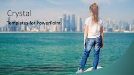  Presentation with qatar - Beautiful presentation featuring little-girl-enjoying-panoramic-view backdrop and a light blue colored foreground