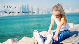  Presentation with qatar - Colorful PPT theme enhanced with little-girl-enjoying-panoramic-view backdrop and a light blue colored foreground
