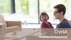  Presentation with group of three young girl - Presentation theme with little girl enjoying their free background and a coral colored foreground
